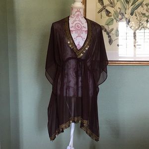 Swim cover tunic with coin details